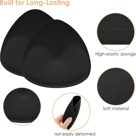 3 Pack Padded Bra Inserts Memory Foam Nude Black - Picture 5 of 9